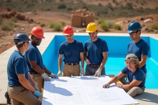 Team Onda Scritta al lavoro su un progetto piscina